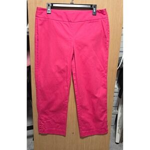 Lilly‎ Pulitzer Size 10 Cropped Pants Palm Beach Fit Pink Button Hem Side Zip